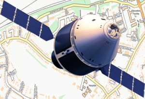 Image of a space capsule used to promote Bletchley Park Area Residents' Association's Out of this World treasure hunt at West Bletchley Carnival 2019