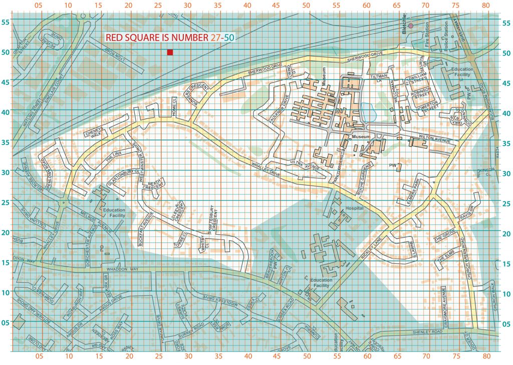 Map for Bletchley Park Area Residents' Association's competition "Where did the Space Capsule hide its loot?"